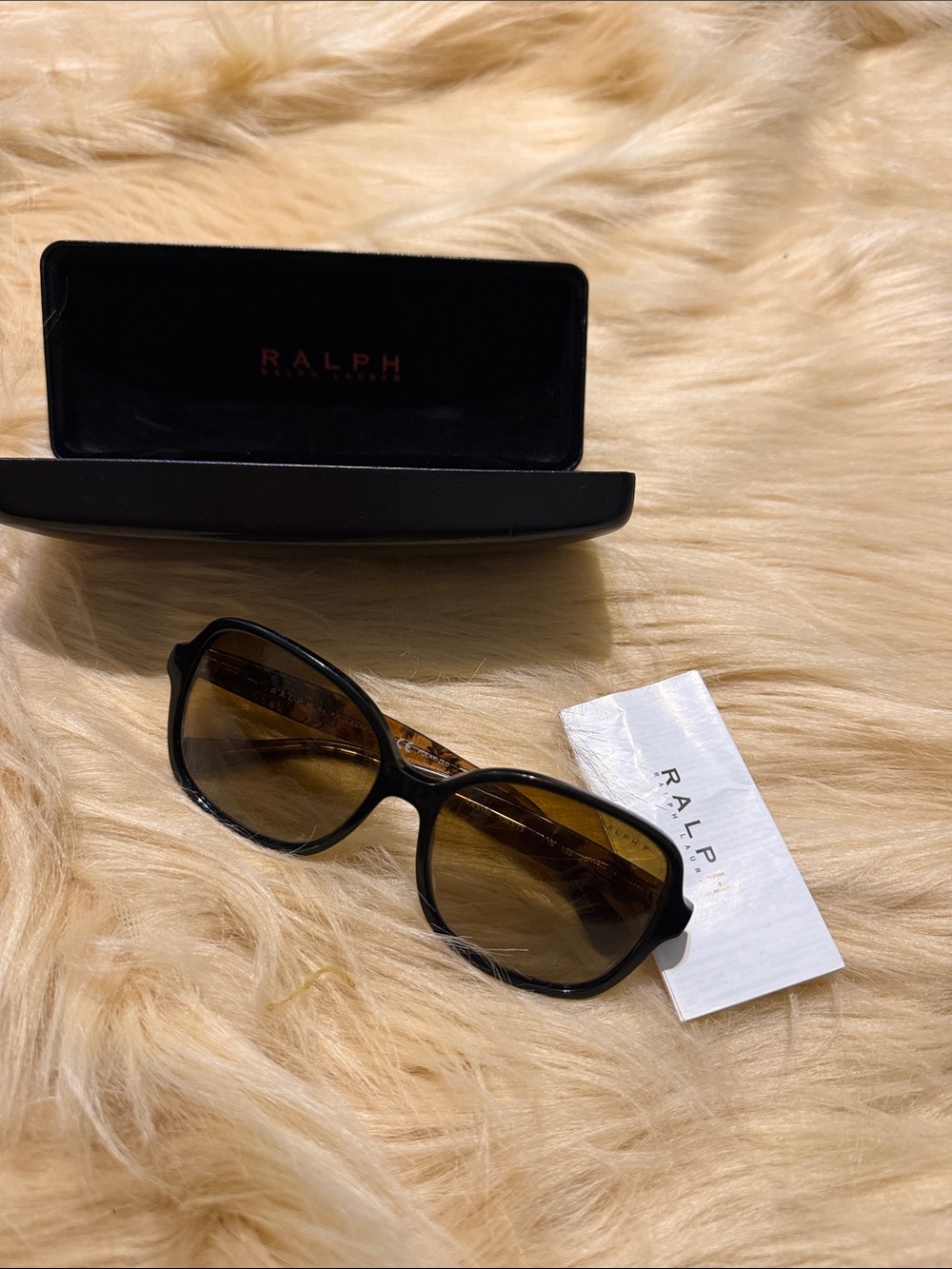 Ralph Lauren Women's Black Frame Sunglasses with Brown Gradient Lenses